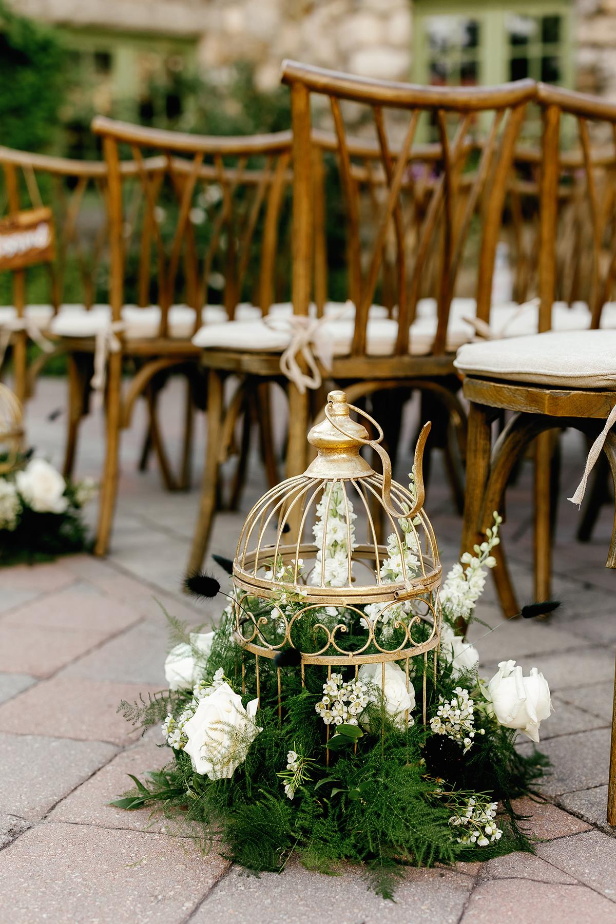 bird cage floral arrangment