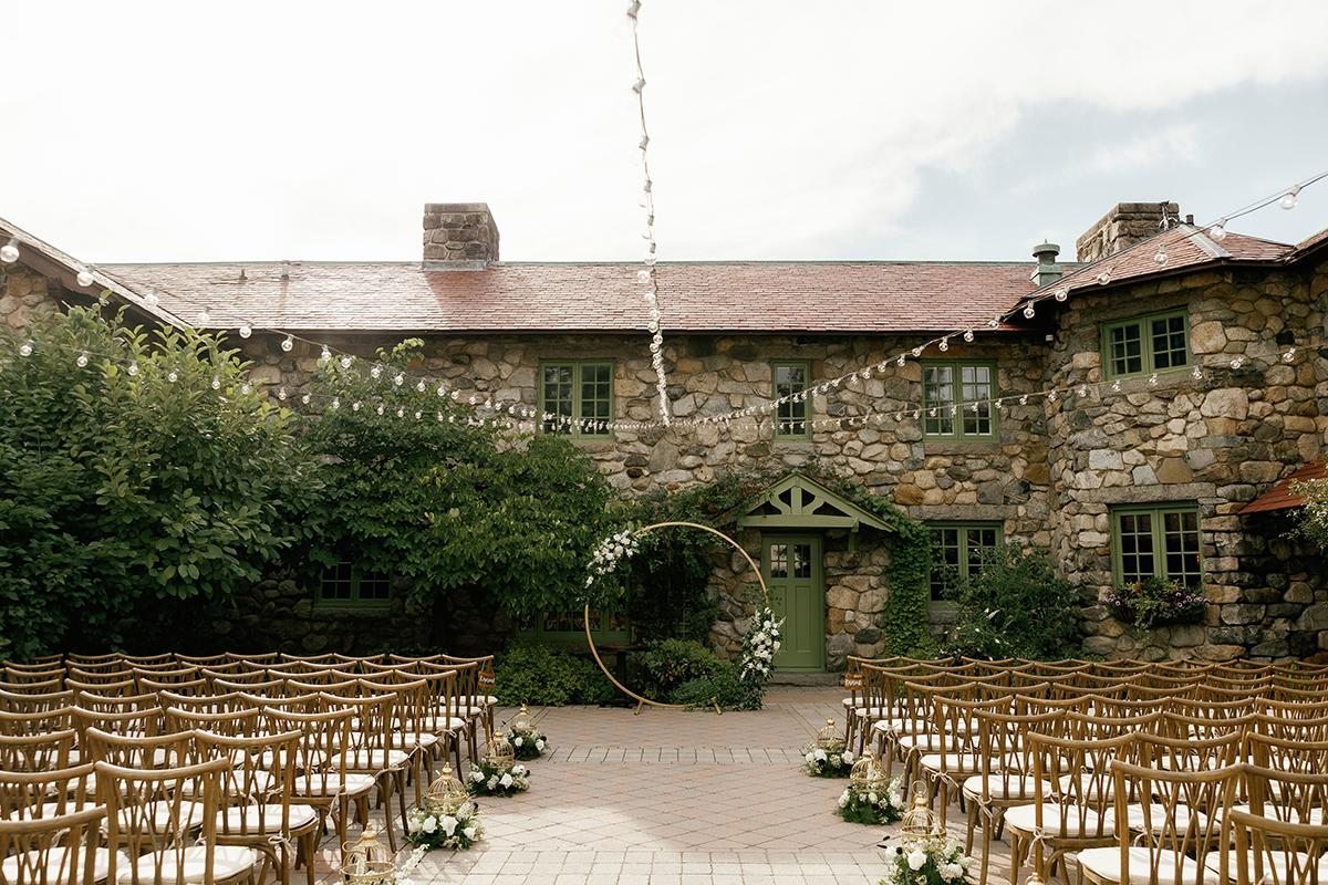 Garden Courtyard view towards Field Stone Mansion