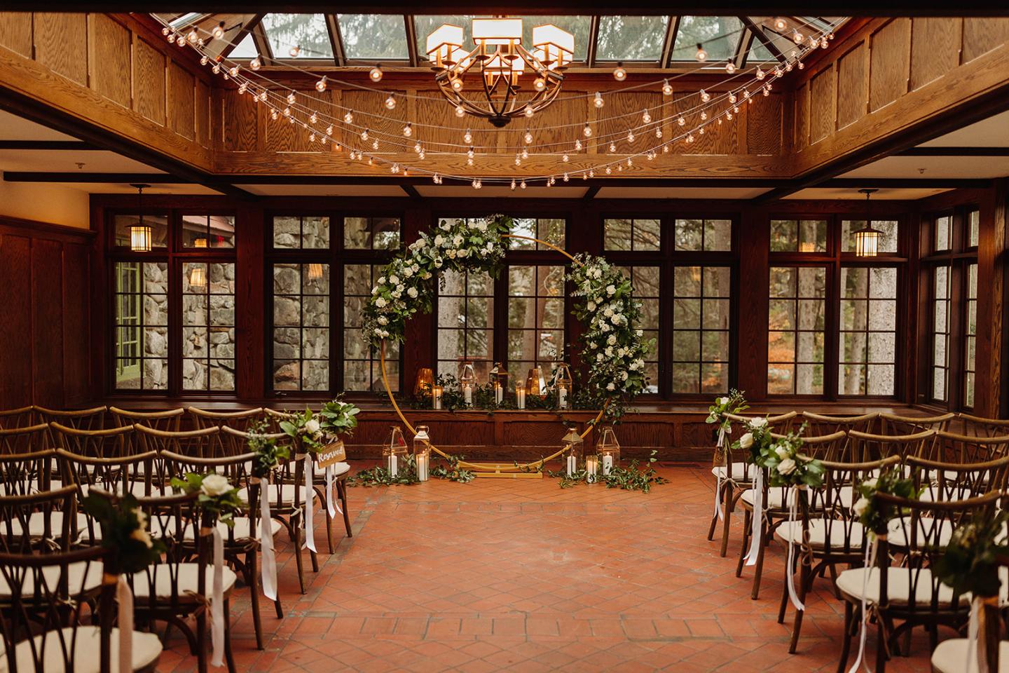 conservatory wedding ceremony setup