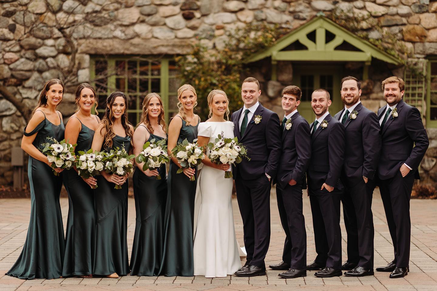wedding party in courtyard