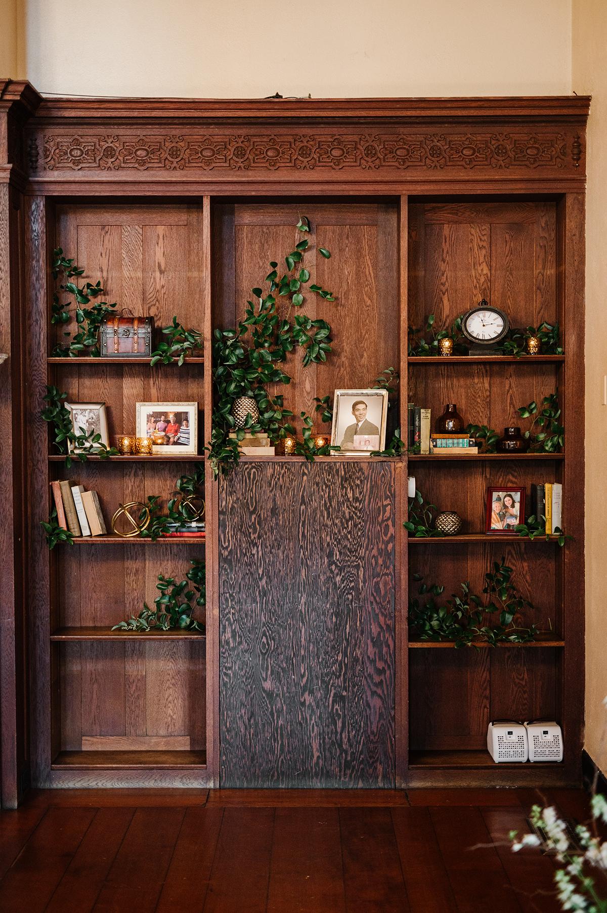 great room shelf decor
