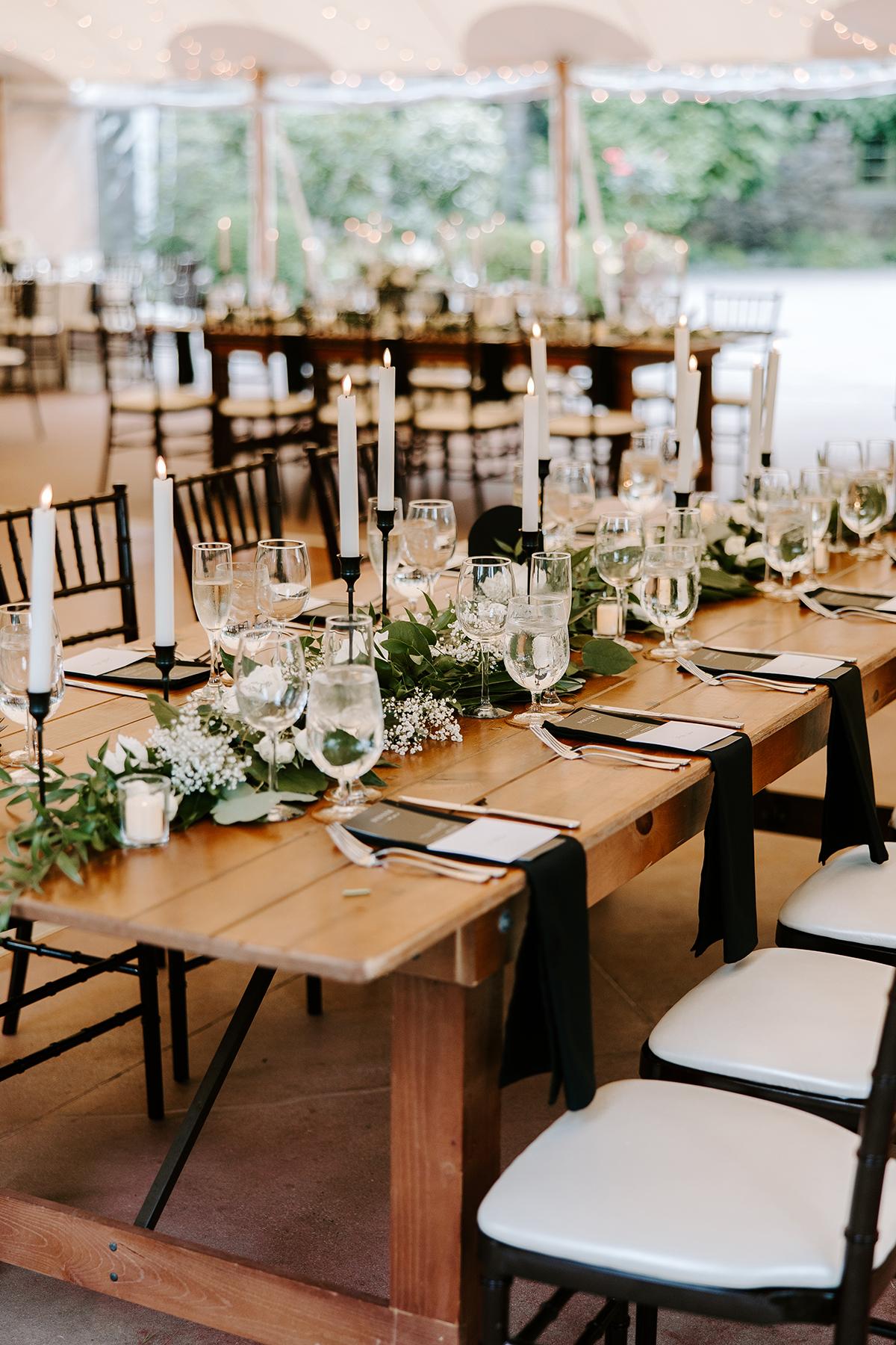 black and white tablescape