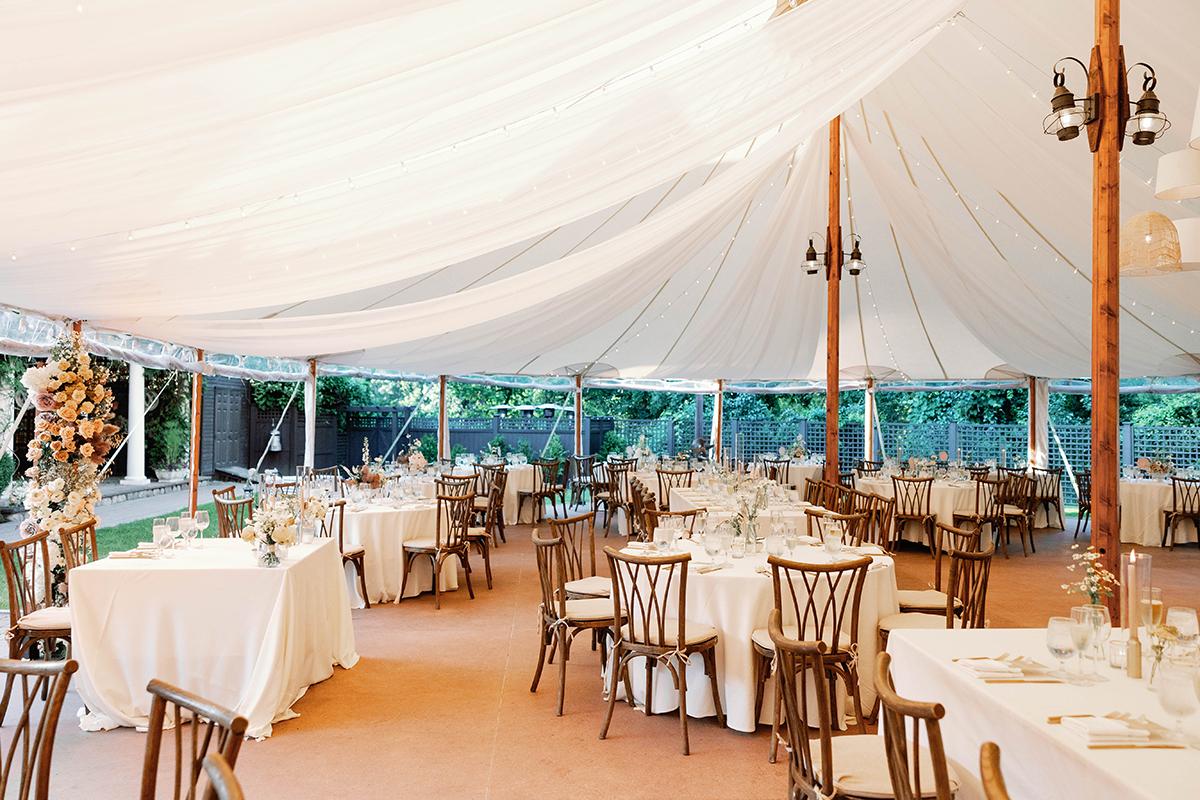 tent reception with draping