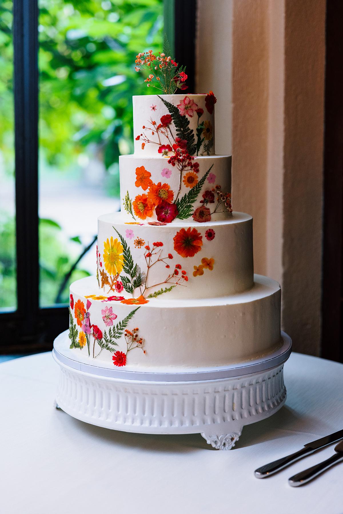 cake with colorful florals