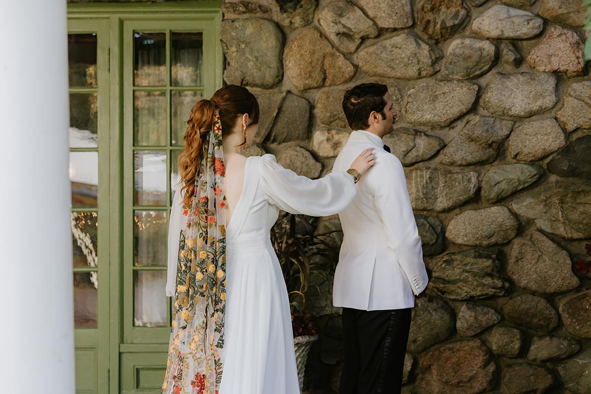 embroidered colorful veil - first look