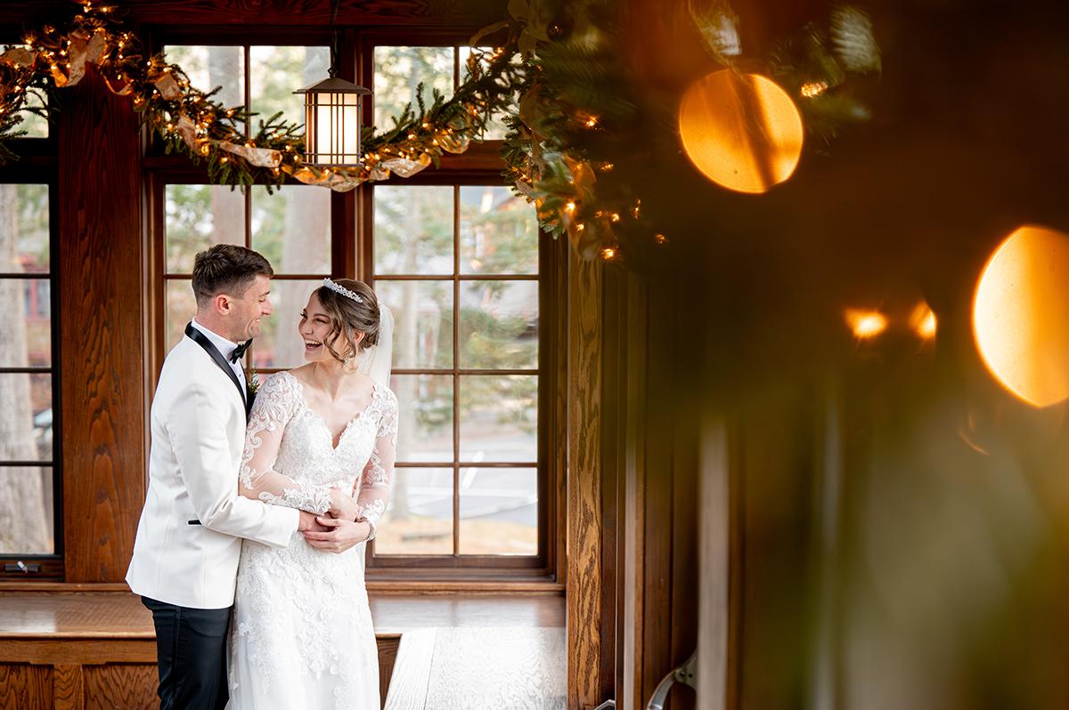 couple with holiday decor