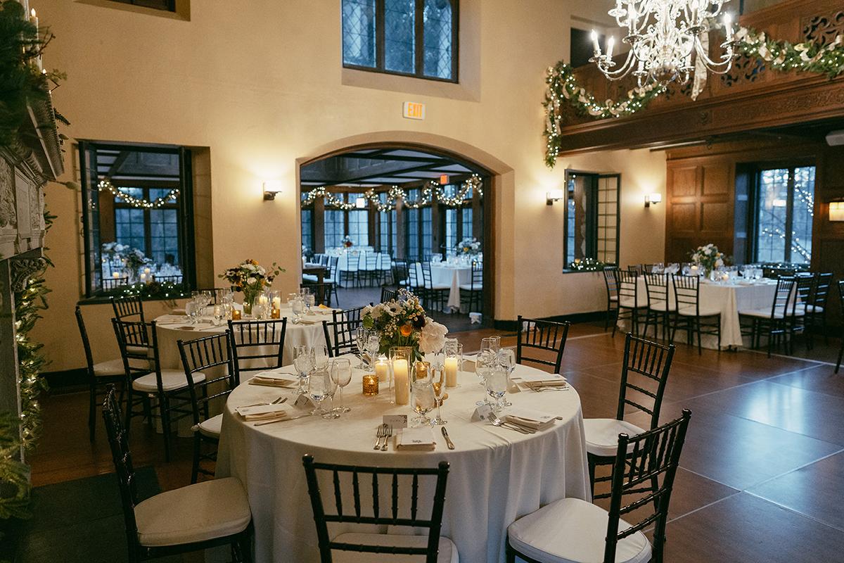 reception with holiday decor